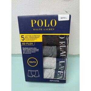 Ralph Lauren Boys Multi-Color Cotton Stretch Boxer Briefs (5-Pack) size 11-13